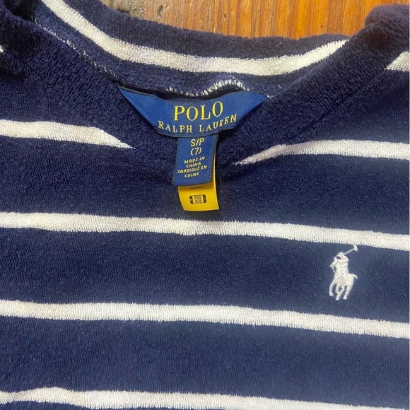 Polo Ralph Lauren Kids Girl Stripe Short Sleeve Romper Playsuit Size 7 Navy - Picture 4 of 7